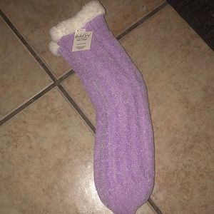 Purple furry socks